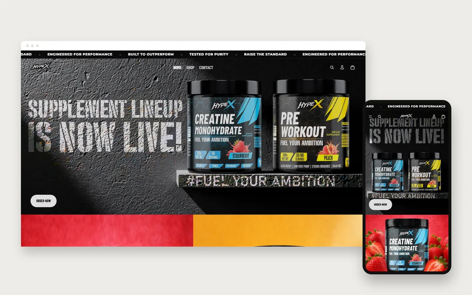 Hypex Supplements online store homepage