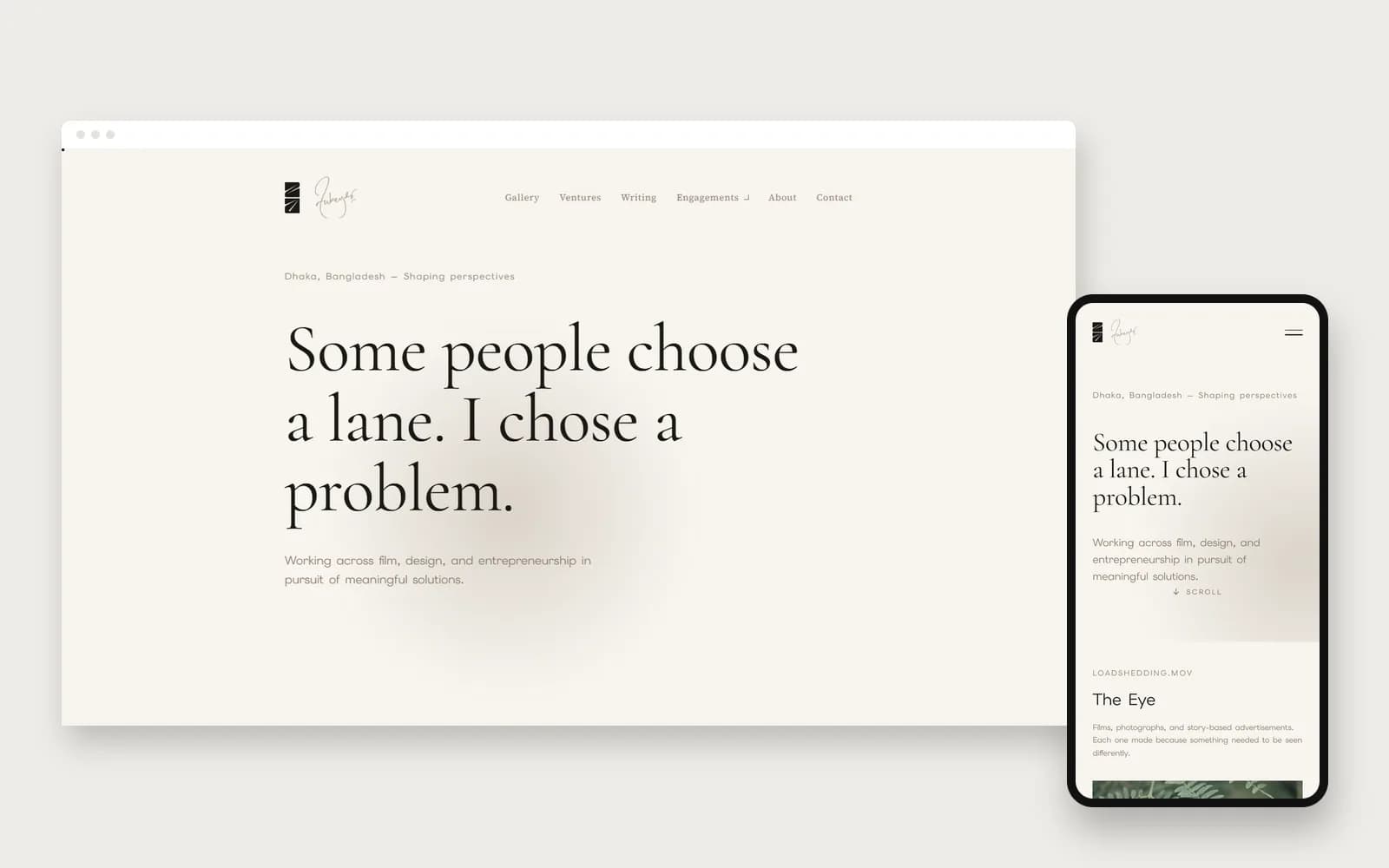 Zubayer website homepage